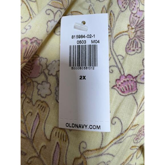 Old Navy Plus Sz 2XL Yellow Floral Midi Dress Cottage Core Peasant Prairie - Picture 7 of 10